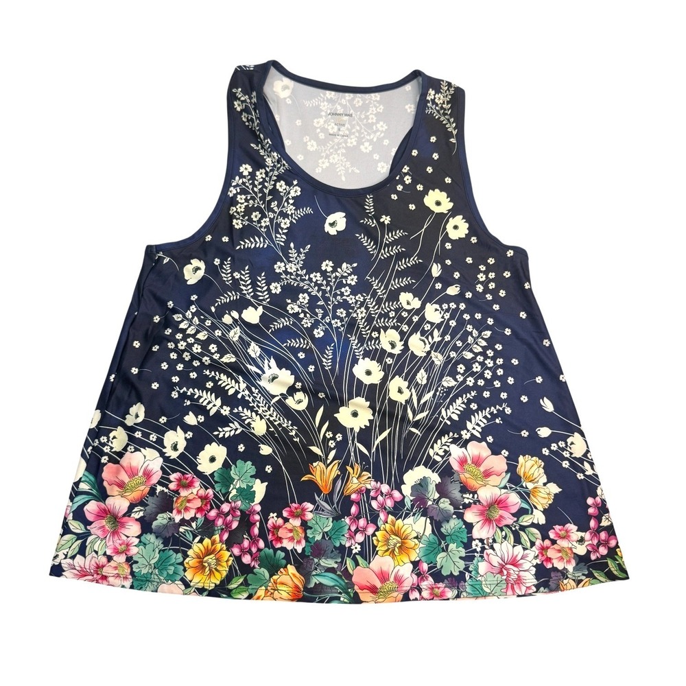Johnny Was Bursting Active Racer Back Swing Tank‎ Womens Small Navy Floral New